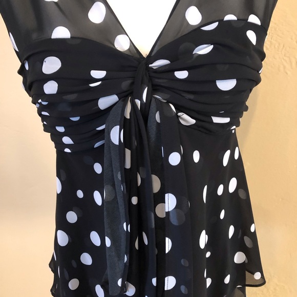❇️ R&M Richards blouse, Black & white, polka dot - Picture 2 of 8